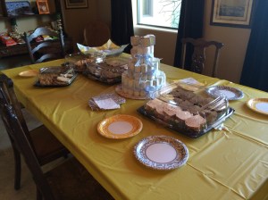 Food spread and diaper cake!
