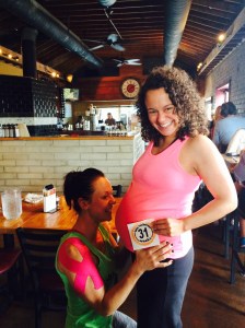 31 weeks with Auntie Carole barking at Baby L.