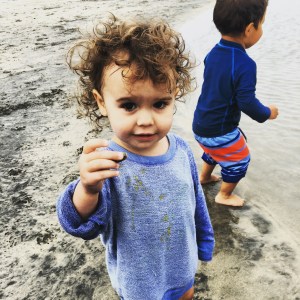 Finding sand crabs. The beach is in her blood.